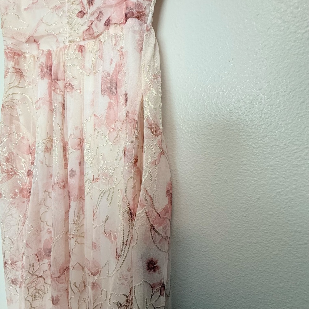 Baltic Born - Ardley Pink Floral Embroidered Puff Sleeve Maxi Dress - Small - Picture 9 of 16
